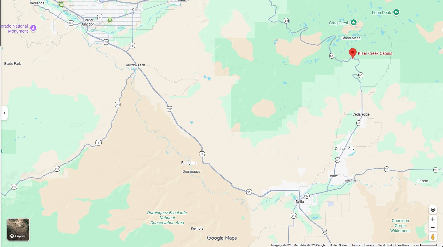 Overview map of the four conference venues across Grand Junction, Delta, and Cedaredge, Colorado